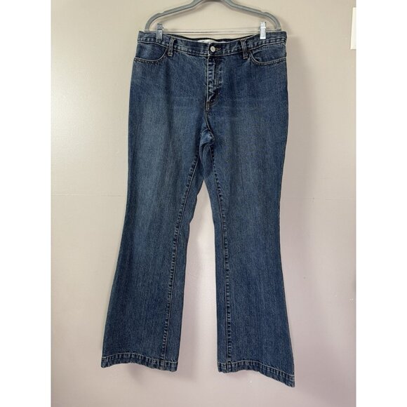 VTG Gap Womens 14R Blue Wide Leg Jeans Long & Lean Mid Rise Denim Y2K Retro Boho - Picture 1 of 7